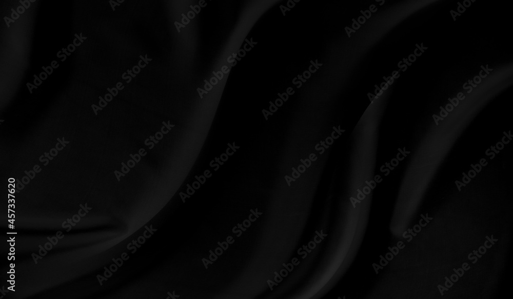 Fototapeta premium Black gray satin dark fabric texture luxurious shiny that is abstract silk cloth background with patterns soft waves blur beautiful.