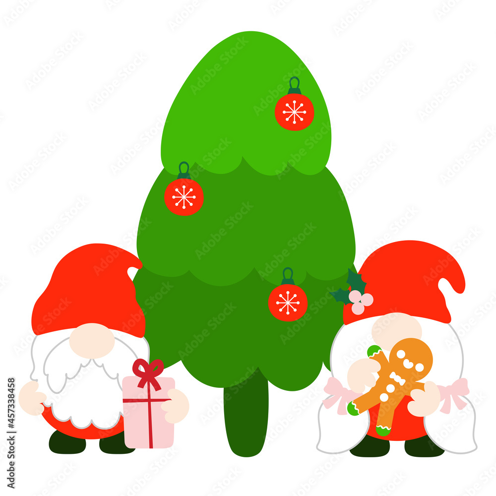 Gnomes Christmas Flat Clipart, Merry Christmas Gnomes Collections