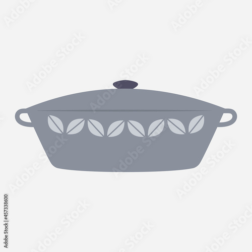 Cast iron dutch oven or pot with pan cover isolated