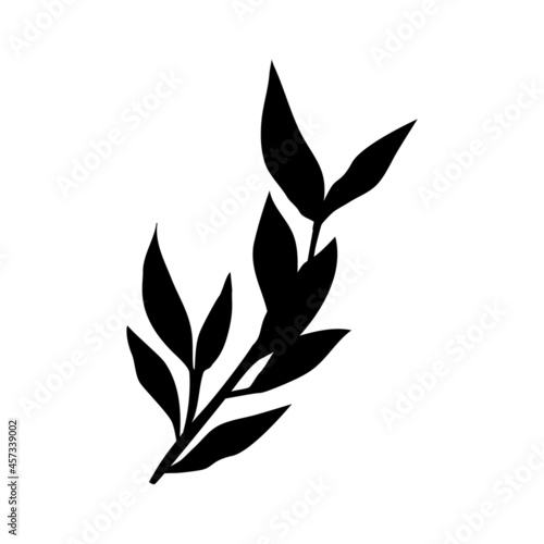 Fototapeta Naklejka Na Ścianę i Meble -  Silhouette branch green tea leaf