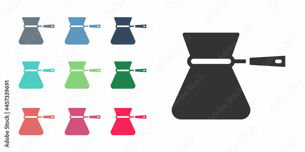 Black Coffee turk icon isolated on white background. Coffee cezve. Set icons colorful. Vector Black Coffee turk icon isolated on white background. Coffee cezve. Set icons colorful. Vector