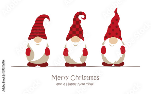 merry christmas greeting card with cute dwarf