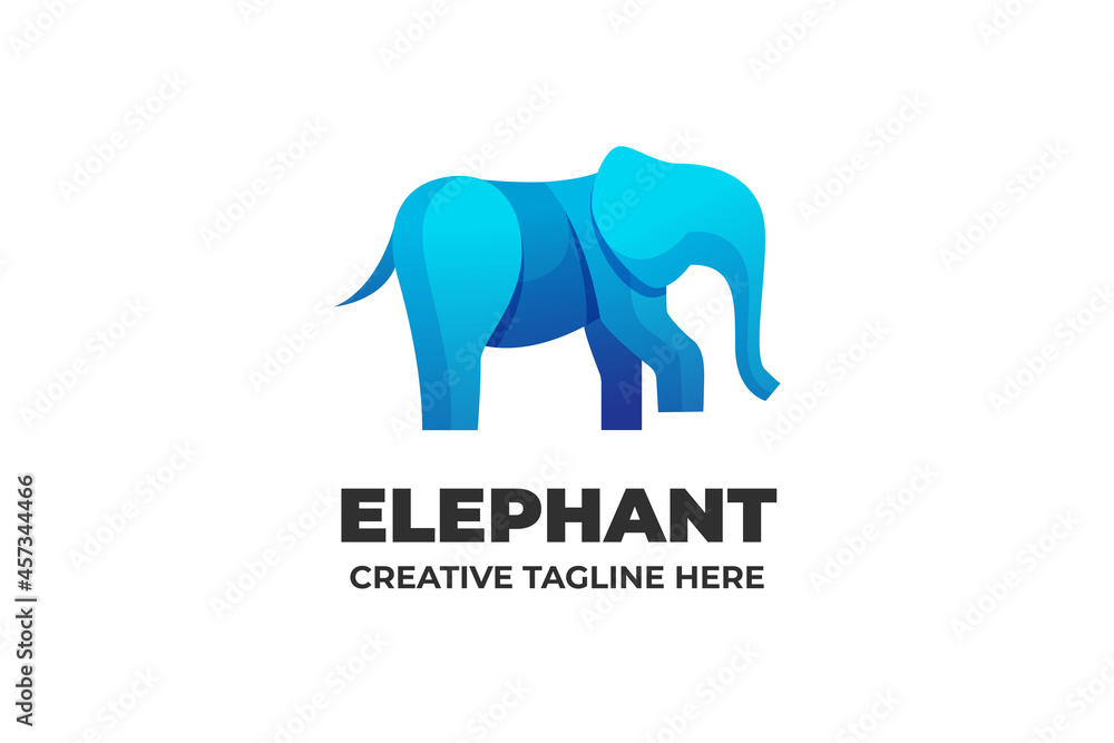 Elephant Animal Character Gradient Logo Template Elephant Animal Character Gradient Logo Template