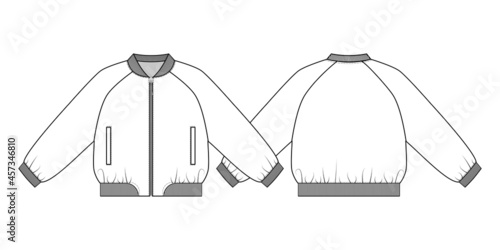 Fashion technical drawing of short oversized bomber jacket