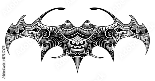 Manta ray tattoo shape with polynesian style.