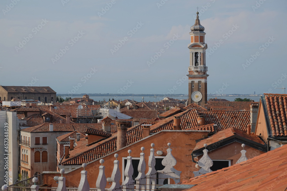 Panoramic cityscape of roofs of Venice, Italy
