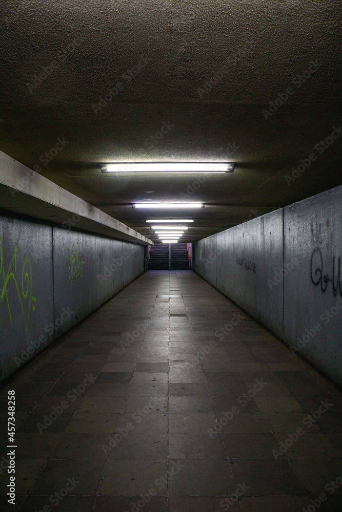 dark underground tunnel corridor