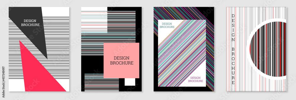 Set of cover design in Memphis style. Geometric design, abstract background. Fashionable bright cover, banner, poster, booklet. Creative colors. Set of cover design in Memphis style. Geometric design, abstract background. Fashionable bright cover, banner, poster, booklet. Creative colors.