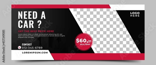 Horizontal banner template design for car rental or auto services.