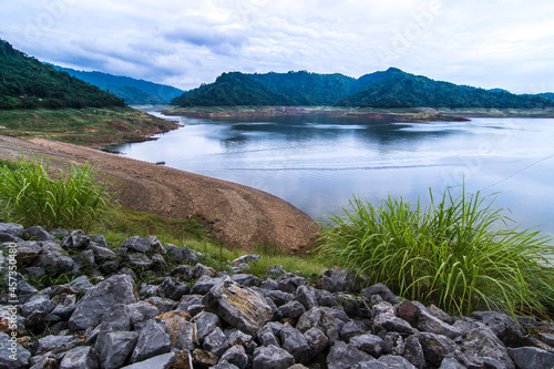 A resoervoir with the mountain background at Dam Khun Dan Pra Kan Cho, Nakhonnayok, Thailand