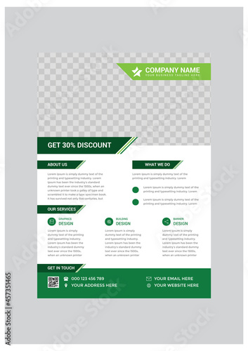 Green modern business flyer design template