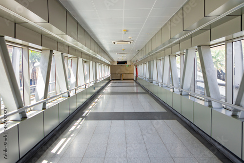 The empty corridor hallway to the train station