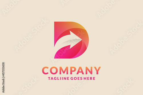 logotype letter D with arrow logo design inspiration