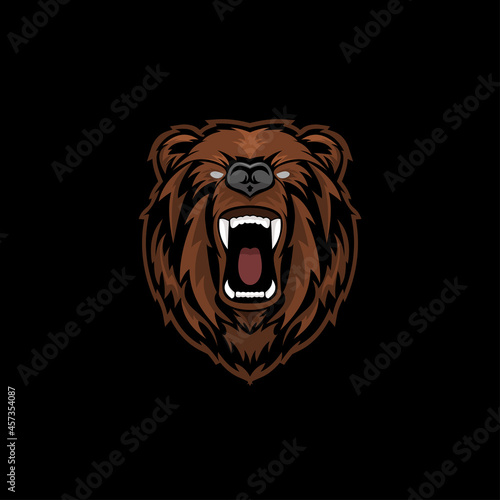 bear grizzly head logo mascot template
