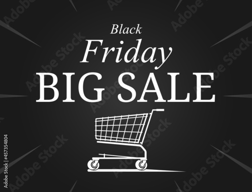 Black Friday design with dark background and Black Friday Big Sale text above the basket icon