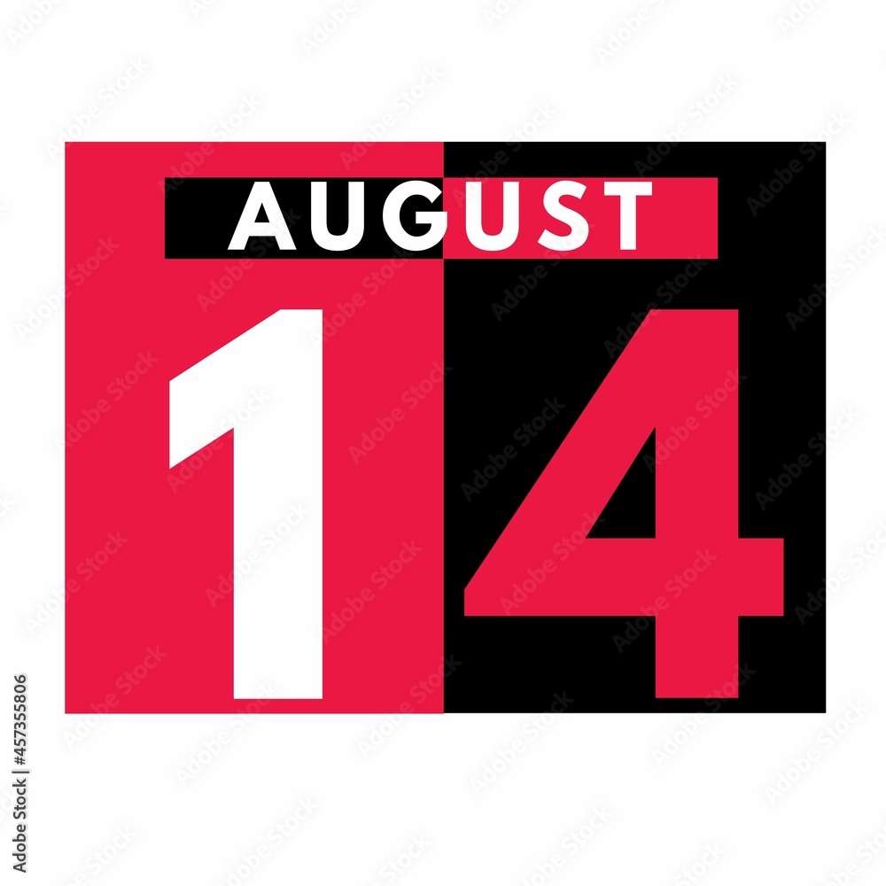 August 14 . Modern daily calendar icon .date ,day, month .calendar for the month of August August 14 . Modern daily calendar icon .date ,day, month .calendar for the month of August