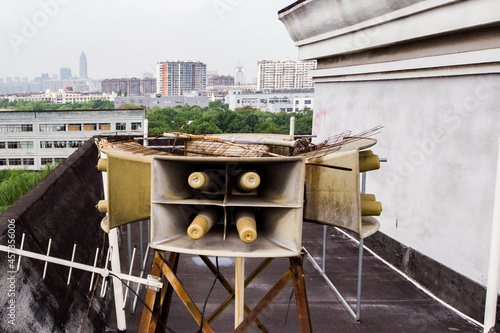 Speakers of the civil defence alarm on the roof photo