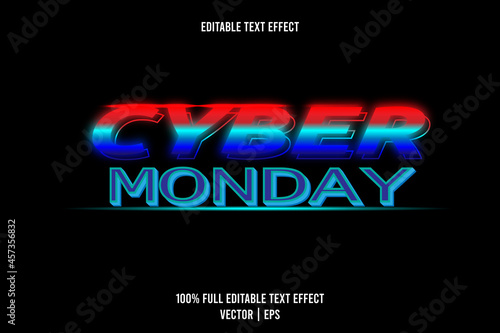 Cyber monday text effect red, cyan and blue color