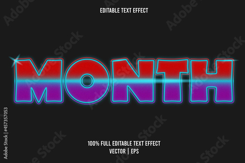 Month text effect red, cyan and purple color