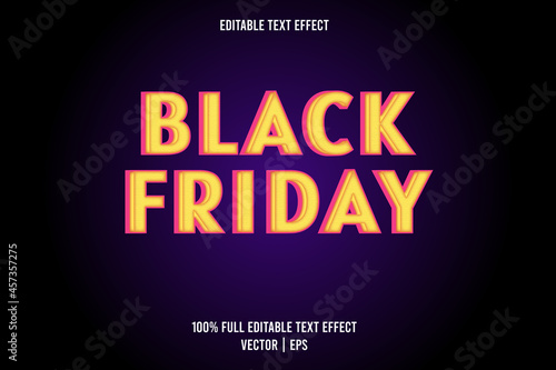 Black friday editable text effect yellow and pink color