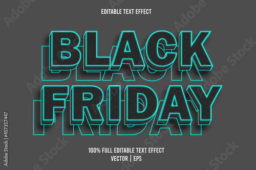 Black friday editable text effect black and cyan color