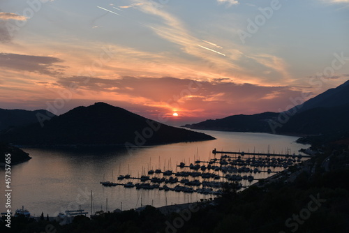 Bay with marina on sunset in Kas, Turkey