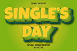 Single's day 3 dimension editable text effect green color