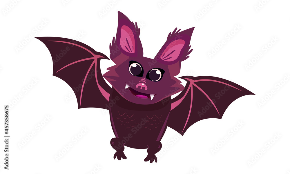 Vector cartoon illustration of happy friendly bat character. vector ...