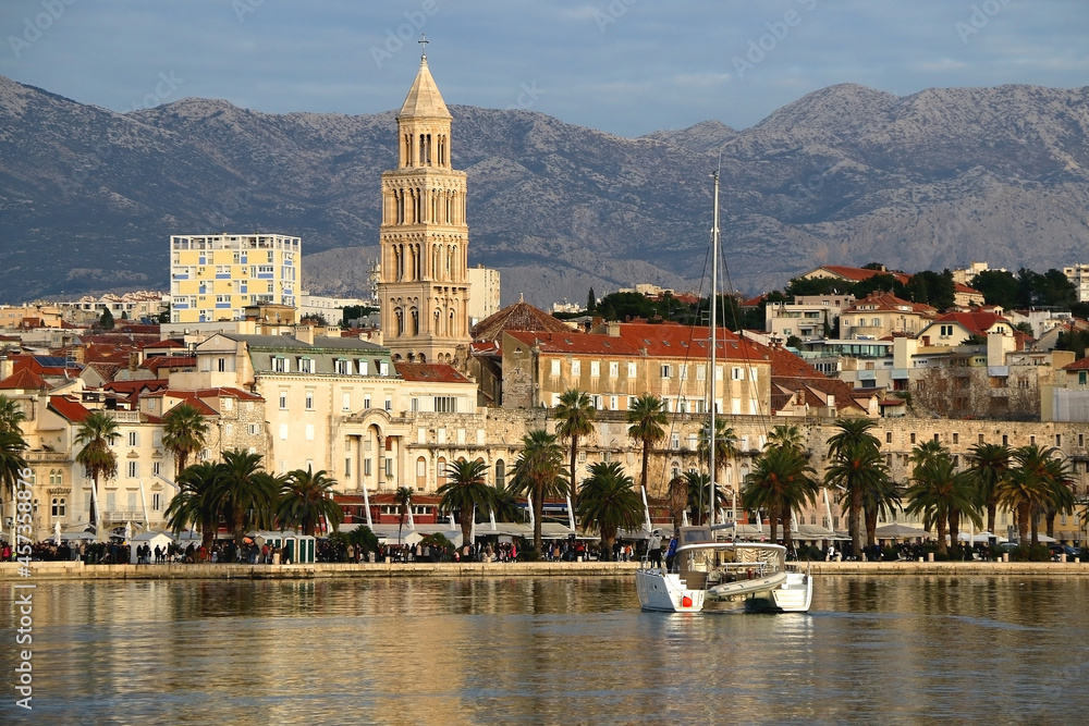 Beautiful promenade in Split, Croatia.