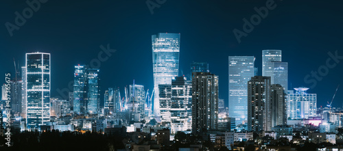 Tel Aviv Skyline And Ramat Gan At Night,  Tel Aviv Cityscape, Israel © Dmitry Pistrov