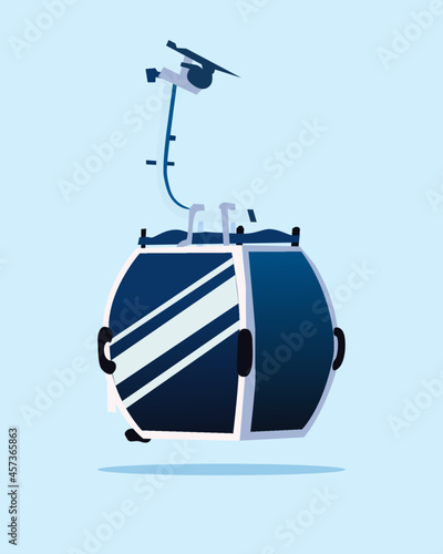 vector illustration of ski elevator isolated on a blue background.