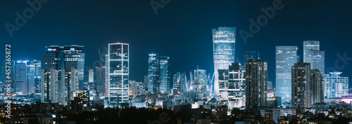 Tel Aviv Skyline And Ramat Gan At Night   Tel Aviv Cityscape  Israel