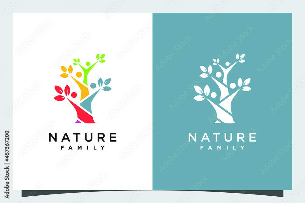 Tree logo design with family human concept Premium Vector part 2
