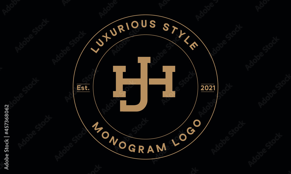 jh or hj monogram abstract emblem vector logo template