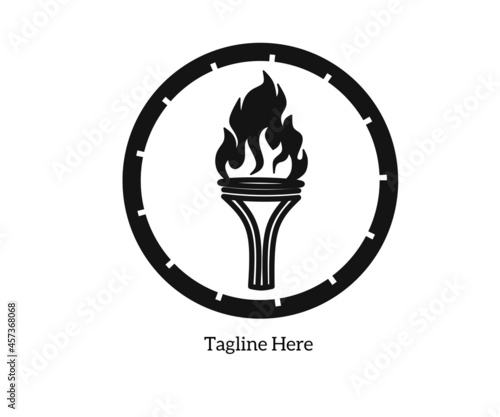 Torch logo for brand name.