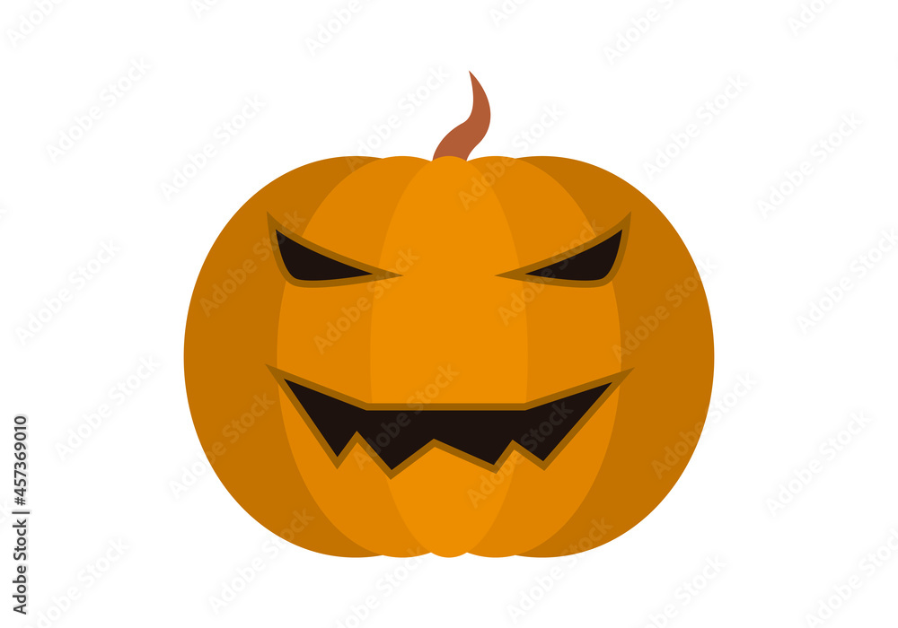 Fototapeta premium Icono de calabaza con cara tenebrosa de halloween.