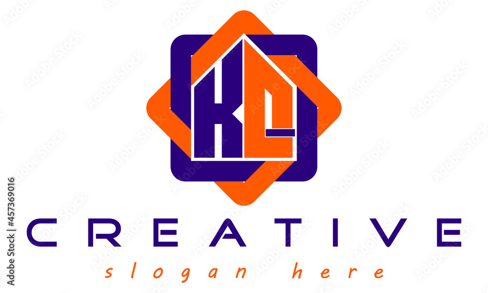 real estate KQ letter logo with home sign logo design vector, house ...