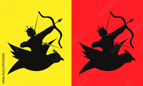 Creative archer modern logo Design. Strong archer with birds vector template