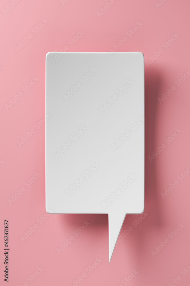 Social media notification icon, white bubble speech on pink background. 3D rendering Social media notification icon, white bubble speech on pink background. 3D rendering