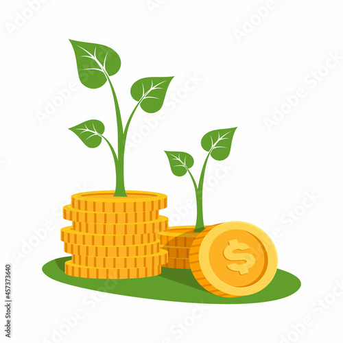 Young sprout from a pile of Many Gold Coins