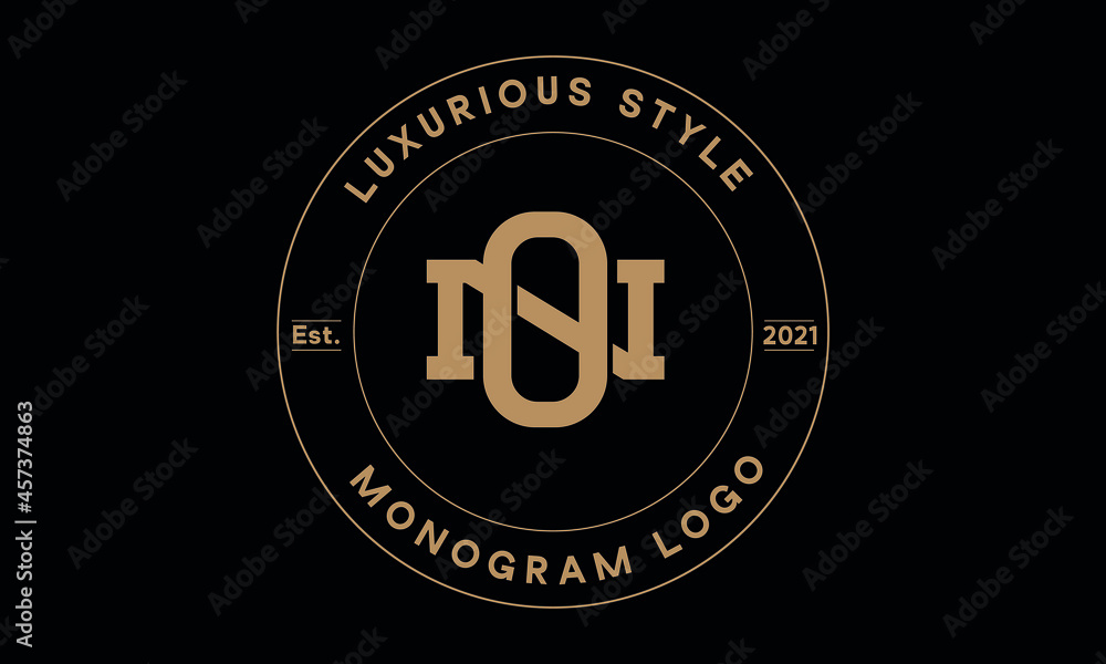 on or no monogram abstract emblem vector logo template