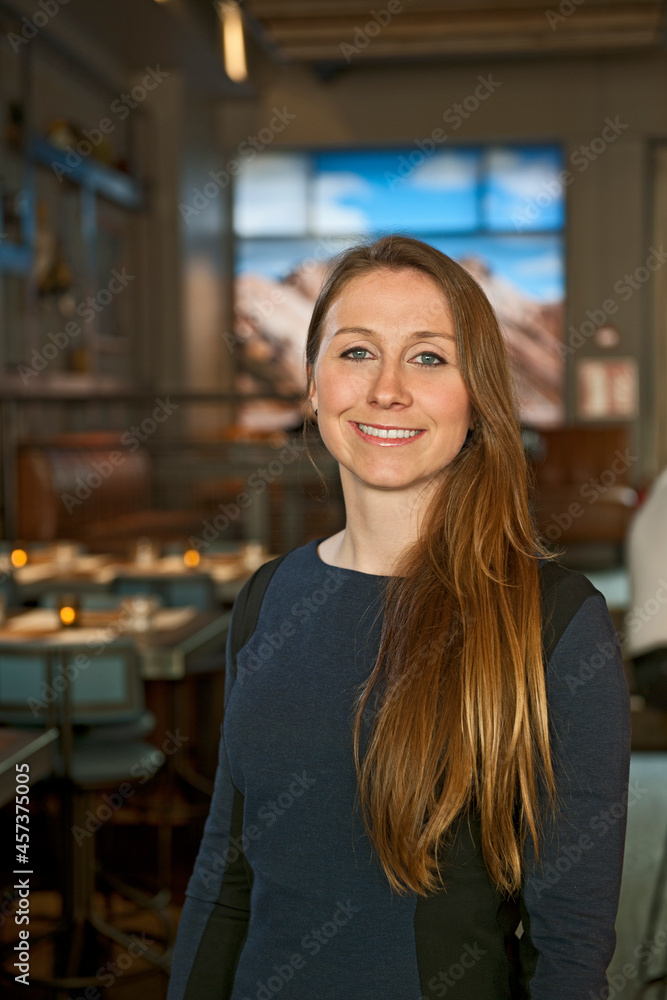 confident restaurant owner at her hipster bar in Reykjavik confident restaurant owner at her hipster bar in Reykjavik