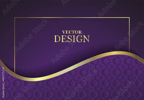 Abstract purple background with lacy ornament and gold decor.