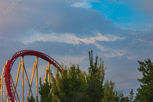 Roller coaster during the sunset