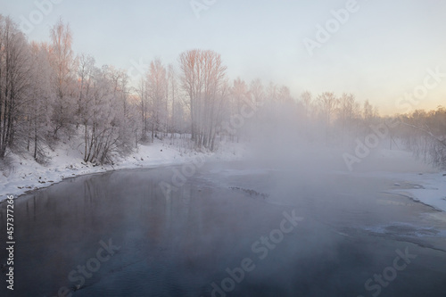 Obraz na płótnie Winter frosty landscape w salonie