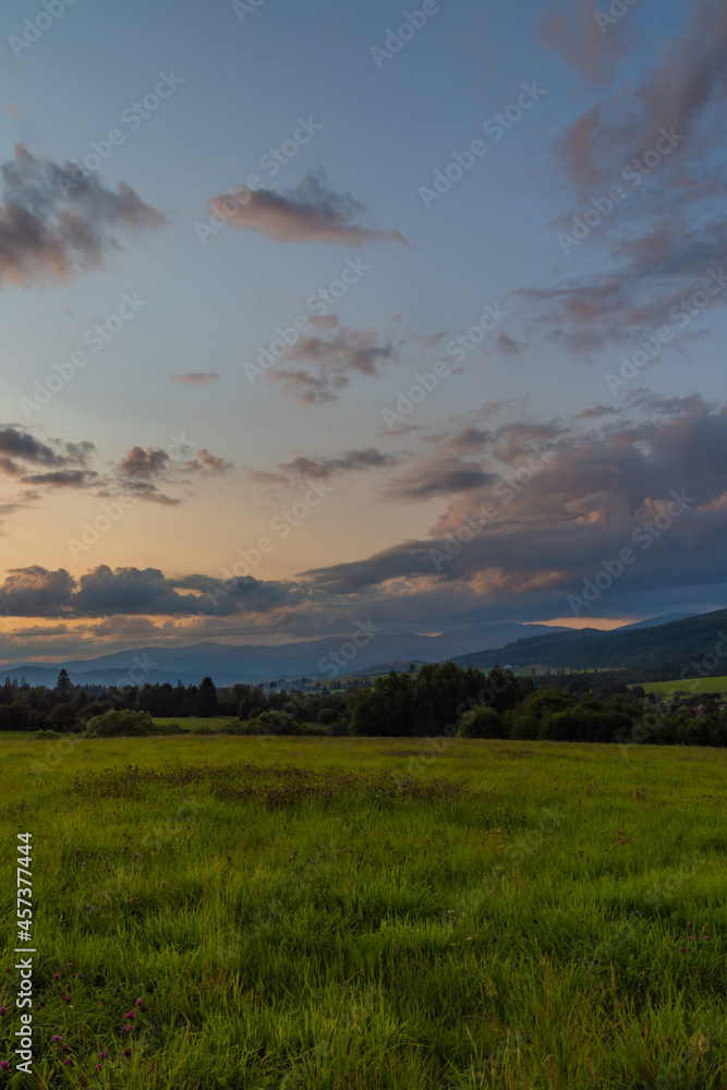 Obraz premium Sunset near Michalova village in national park Muranska planina