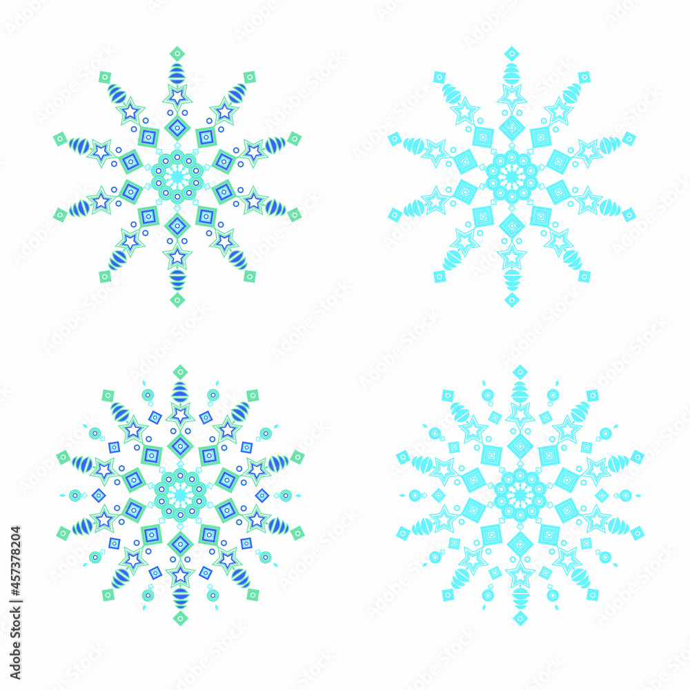 Set of four snowflakes in the form of a star Set of four snowflakes in the form of a star