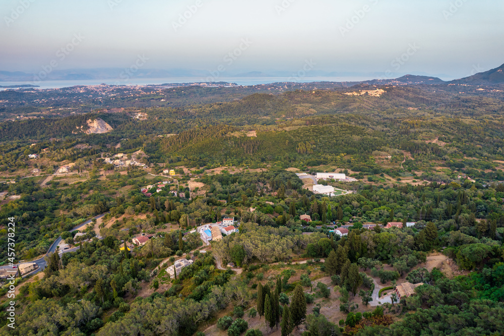 Typical rural landscape in central Island of Corfu, Greece.