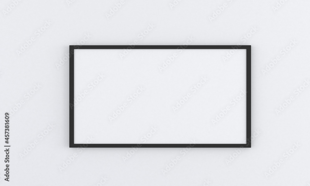 Black empty frame mockup on gray wall, 3d-rendering Black empty frame mockup on gray wall, 3d-rendering