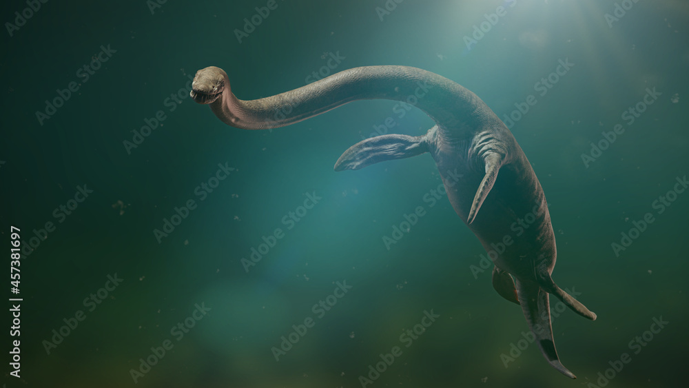 Elasmosaurus, long-necked plesiosaur from the Late Cretaceous period ...